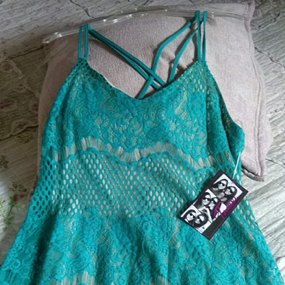 Spaghetti strapped dress/teal color